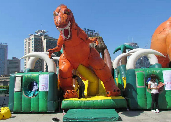 बाहरी फ्लो अप डायनासोर के साथ आउटडोर Inflatable मनोरंजन पार्क फ़्रेम Retardent