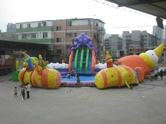 पूल जल स्लाइड के साथ अनुकूलित बाहरी पीवीसी Inflatable पानी पार्क OEM