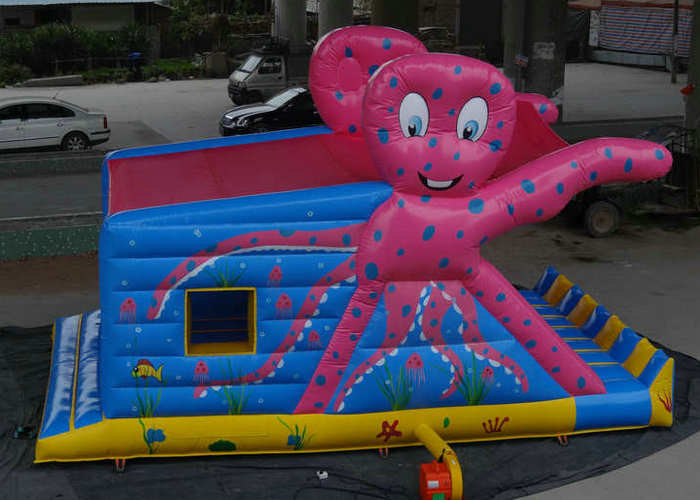 ऑक्टोपस पैटर्न Inflatable उछाल वाले कैसल स्लाइड के साथ रंगीन मुद्रण